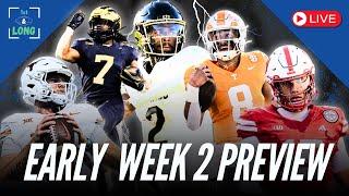 Week 2 Early Preview | Texas @ Michigan, Colorado @ Nebraska, Tennessee @ NC St & Arkansas @ OK St