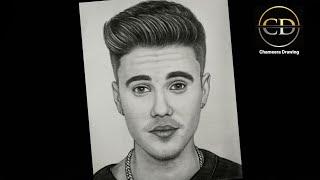 How to Drawing Singer " Justin Bieber "(step by step) pencil Drawing Tutorial//Easy Drawing Tutorial