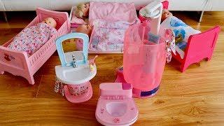 Baby Born Dolls Rain Fun shower and Wash Basin Unboxing Set up Pretend Play with 4 Baby Dolls