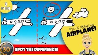 How to Draw an Airplane | Kylee Makes a Spot the Difference Game of an Airplane for Kids