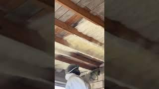 Insulation of wooden ceilings in houses by spraying polyurethane foam