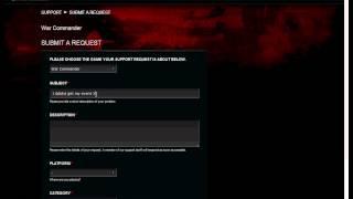 How to send ticket to kixeye about warcomander game Issue