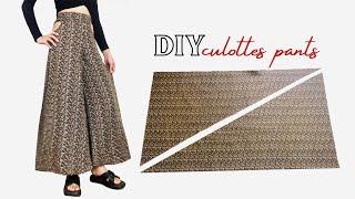 Very Easy Culottes Pants Cutting and Stitching | Palazzo Skirt Pants Tutorial with Cut-out Detail