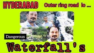 Waterfall's near Hyderabad Outer ring road #dangerous #trending #viral