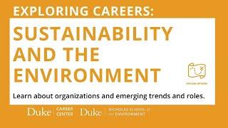 Exploring Careers Sustainability and the Environment