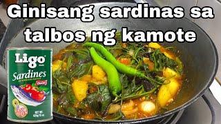 Ginisang sardinas sa talbos ng kamote | ulam na pangmasa | makakatipid ka talaga | jensen taste buds