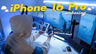 iPhone 16 Pro Unboxing ️ | Titanium Black | Accessories Unboxing, Gaming and Setup  | ASMR