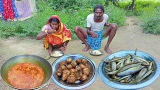 rural cooking SNAKES FISH CURRY with KOCHU recipe by poor mother || snakes fish recipe