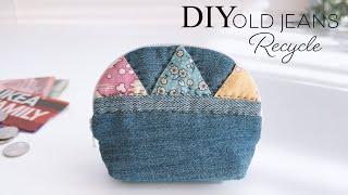 How to make recycled denim coin purse | sewing | easy | tutorial (ep303)