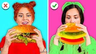 DESAFÍO DE COMIDA PEGAJOSA VS. COMIDA REAL || Desafíos de comida divertidos por 123 GO! GOLD