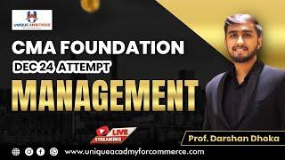 CMA Foundation || Management || L1 || Chp 5.1 & 5.2 || Dec 2024 || Prof. Darshan Dhoka