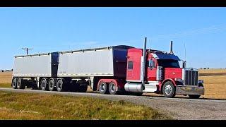 Truck Spotting in SK | Insane Train Horn | Custom Peterbilt 589 | Rainy, Fall Editon