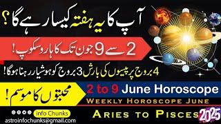 Weekly Horoscope 2 to 8 June, Aries to Pisces, Weekly Predictions, ilm e Najoom, June ka Pehla Hafta