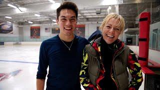 Camden Pulkinen & choreographer Shae-Lynn Bourne creating his 2025 free skate program to M83