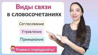 Виды связи в словосочетаниях: согласование, управление, примыкание