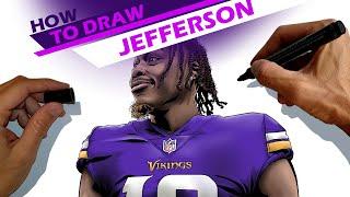 Justin Jefferson, NFL Minnesota Vikings player - How to draw