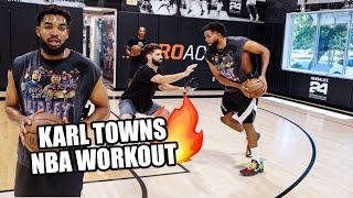 Karl Anthony Towns NBA Workout with Jabari Walker on Counters & using your eyes vs Defenders