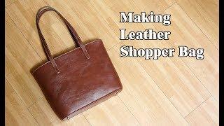 32 [LeatherCraft] Making Leather Shopper Bag Ver2 / [가죽공예] 가죽 쇼퍼백 만들기 Ver2 / Free Pattern