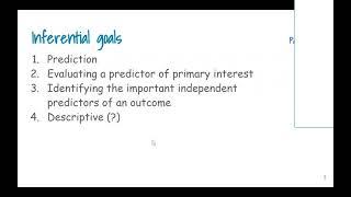 Inferential goals in an epidemiological study: Prediction, causal, important predictors, descriptive