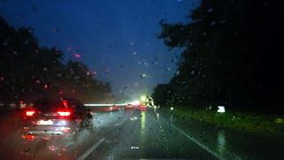 [4K] highway driving in a torrential downpour. thunderstorm and rain sounds