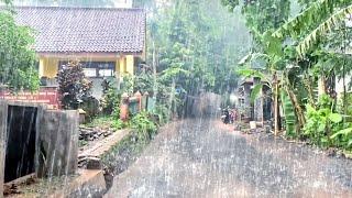 Walking in The Heavy Rain in A Quiet Village ||99% Weather Hypnotizing and very calming