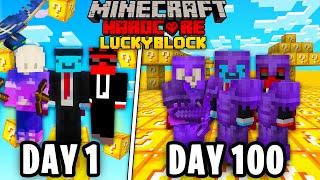 We Survived 100 days on a LUCKY BLOCK in Minecraft...