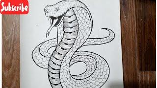 How to draw a cobra snake easy step by step || Easy Animal drawing