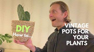 DIY - vintage plaided wicker for your potted plants & flowerpots