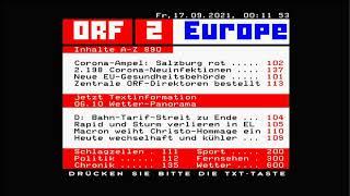 ORF 2 Europe, Umschaltung zu Teletext, 17.09.2021