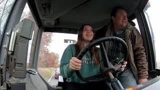 Daughter Drives Tractor to School