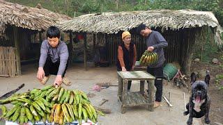 The orphan boy - Went to pick bananas to sell, his grandmother made a stand for bowls and chopsticks