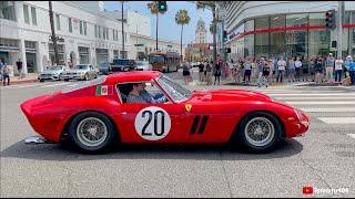 $70 MILLION FERRARI 250 GTO DRIVING ON THE STREETS OF BEVERLY HILLS! REVS & DOWNSHIFT SOUND