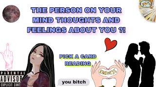 (PICK A CARD) the person on your mind thoughts and feelings about you ?!