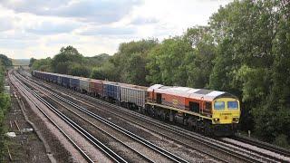 Freight trains passing Salfords - 16/9/24