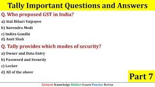 Most Important Tally Questions|| Part 7|| Tally objectives for Exam and Interview|| Tally MCQ Quest|