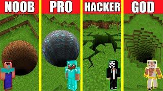 Minecraft Battle: TUNNEL HOUSE BUILD CHALLENGE - NOOB vs PRO vs HACKER vs GOD / Animation PIT HOLE