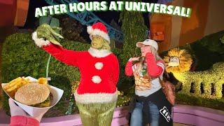 LATE Night at Universal Orlando! Meeting The Grinch, Low Waits, UNLIMITED FOOD, Holiday Shows & More