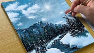 How to Paint Snowy Morning / Acrylic Painting for Beginners