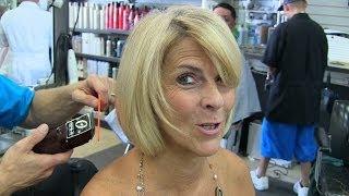 Women's blonde layered sexy bob clipper  / womens haircut with clippers /womens clippered haircut