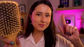 ASMR Sleep  Hand Sounds, Fabric, Hand Movements & Hair Brushing | Binaural & Minimal talking