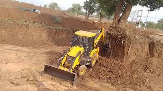 JCB Backhoe Machine Making Drain And Got Accident - JCB Working For Road Construction