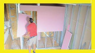  How to make DRYWALL wall with METAL STUDS for Bathroom  With a ceiling for STORAGE