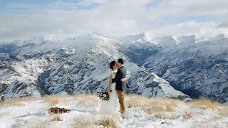 Snow-covered Mountain Elopement | Queenstown Elopement Video | Cargo Brewery at Waitiri Creek