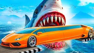 Testing LONG CARS vs MEGALODON in GTA 5!