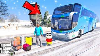 Franklin and Shinchan Plane A Road Trip With Luxury BUS From Los Santos To North Yankton IN GTA V