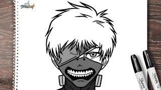 how to draw Ken Kaneki from Tokyo Ghoul step by step