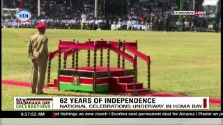 President William Ruto arrives at Raila Odinga Stadium for the 62nd Madaraka Day Celebrations