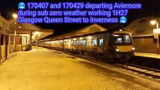 ScotRail 170407 + 170429 at Aviemore working 1H27 in the Ice Cold! 19/11/24