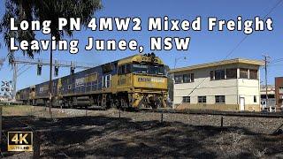 Long PN 4MW2 Mixed Freight Leaving Junee, NSW