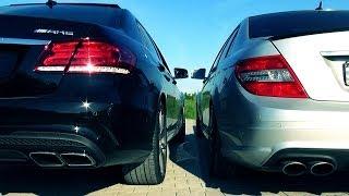 Mercedes E63 AMG vs C63 AMG Sound Battle Exhaust REVS revving W204 W212 2014 4 Matic